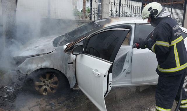 Kadın sürücünün büyük üzüntüsü! Alev alev yandı