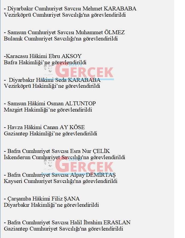 HSK 2023 kararnamesi ile Samsun'da çok sayıda hakim ve savcının görev yeri değişti