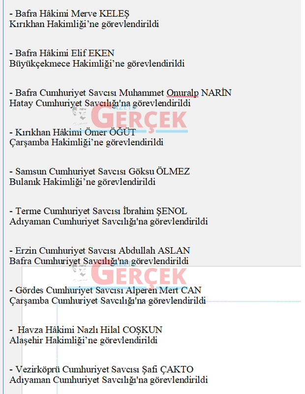 HSK 2023 kararnamesi ile Samsun'da çok sayıda hakim ve savcının görev yeri değişti