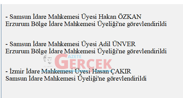 HSK 2023 kararnamesi ile Samsun'da çok sayıda hakim ve savcının görev yeri değişti
