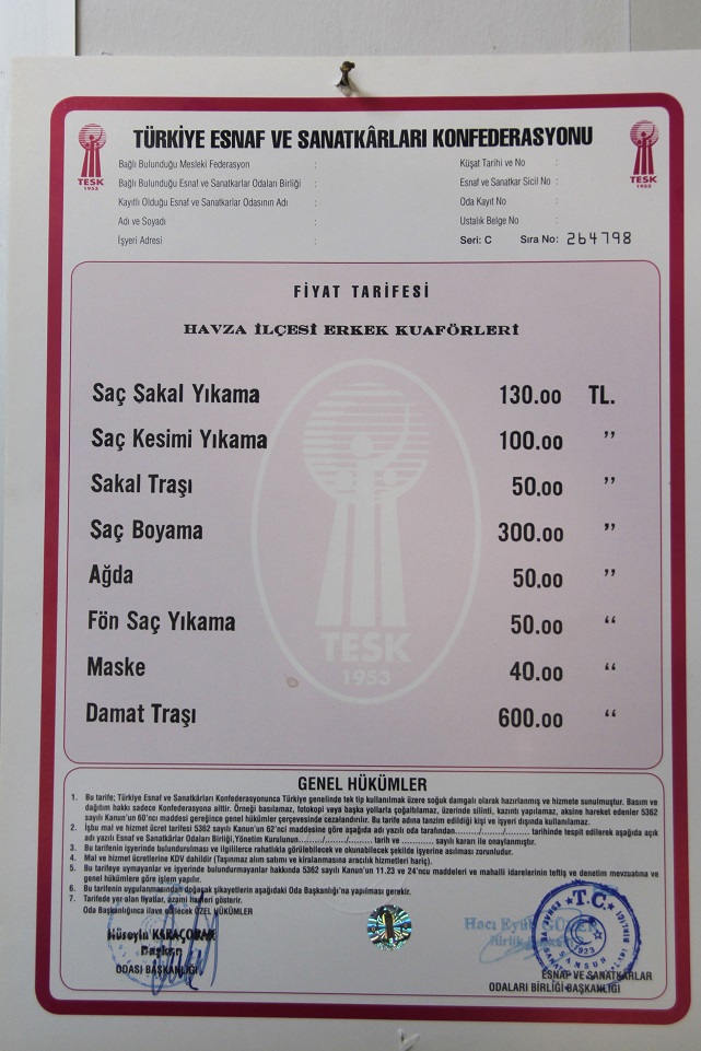 Samsun'da berberlere zam! İşte yeni fiyatlar