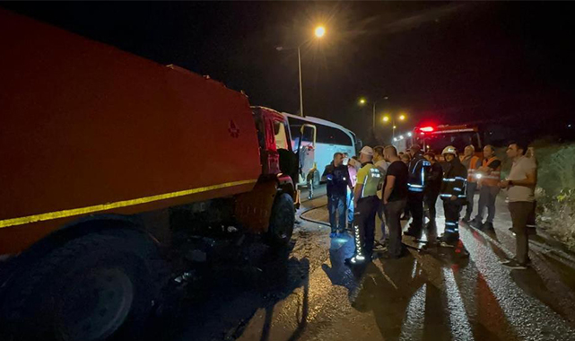 Yol süpürme aracı alevlere teslim oldu