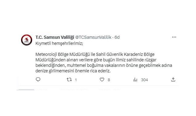 Samsun Valiliği'nden son dakika uyarısı!