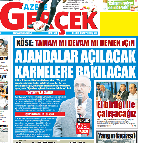 AK Parti Samsun İl Başkanı Köse açıkladı! Ajandalar açılacak karnelere bakılacak