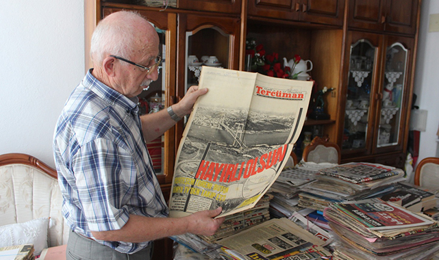 Emekli öğretmen 64 yıldır gazete biriktiriyor
