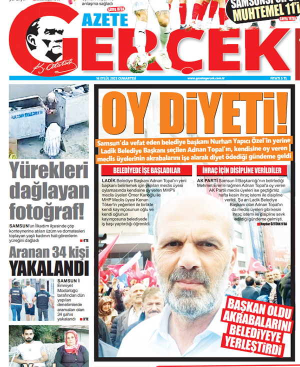 Samsun'da Ladik Belediye Başkanı olan Topal akbaraları işe alarak diyet ödedi