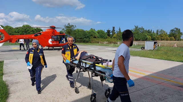 Samsun’da ambulans helikopter 2 imdada birden yetişti!