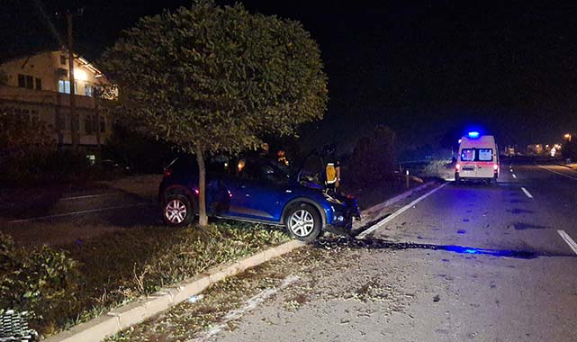 Samsun'da otomobil ağaca çarptı! Biri bebek 3 yaralı