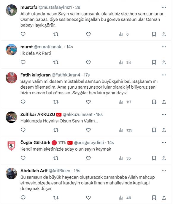 Osman Kaymak Samsun Büyükşehir aday adaylığını duyurdu yorum yağdı