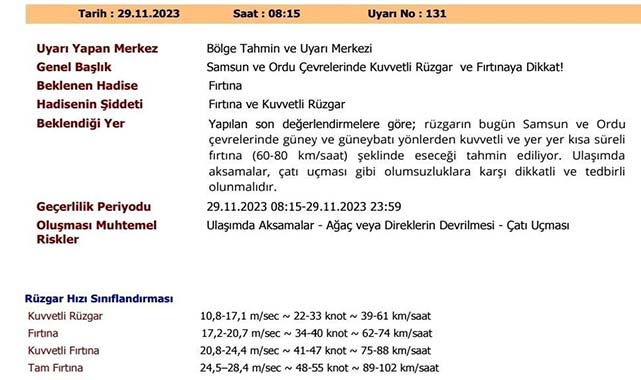 Samsun'da camiler 'fırtına' anonsuyla vatandaşları uyardı