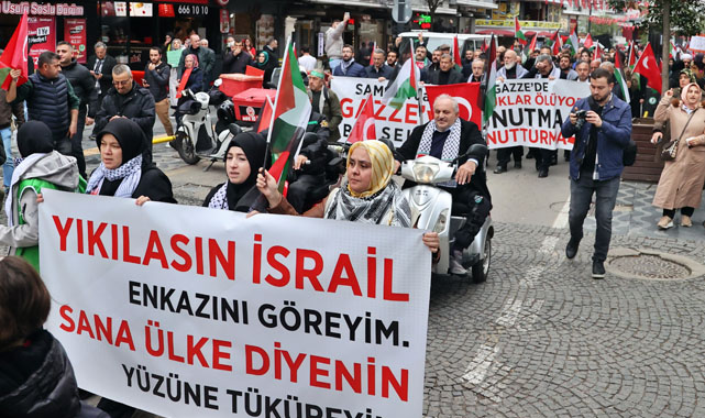 Samsun halkı, İsrail'in Gazze'ye yönelik saldırılarına karşı sokaklara indi