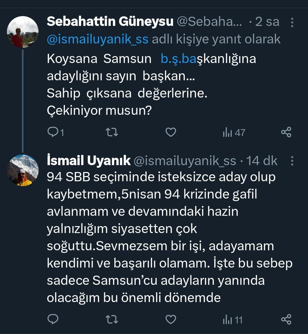 İsmail Uyanık'tan Samsun Büyükşehir Belediye Başkan adaylığı açıklaması