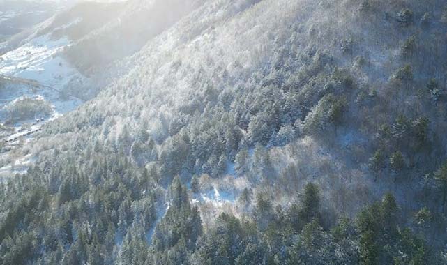 Atakum'un Kocadağ'ı karla kaplandı