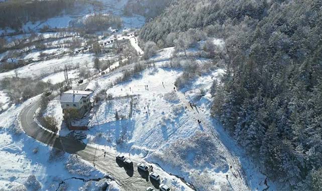 Atakum'un Kocadağ'ı karla kaplandı