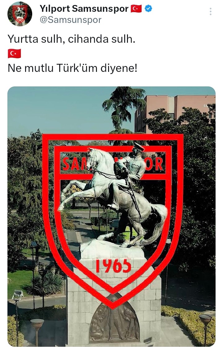 Samsunspor'dan iptal edilen Süper Kupa maçı sonrası Atatürklü Arma paylaşımı