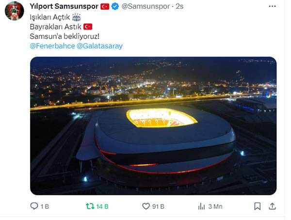 Samsunspor'un Süper Kupa için yaptığı Samsun daveti rekor etkileşim aldı