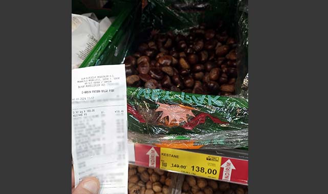 Samsun'da BİM'de kestane fiyatı isyanı: Raf ile kasa fiyatları arasında 31 TL'lik fark!