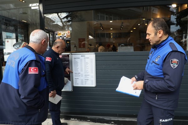 Samsun'da zabıtadan kafe ve restoranlara etiket denetimi