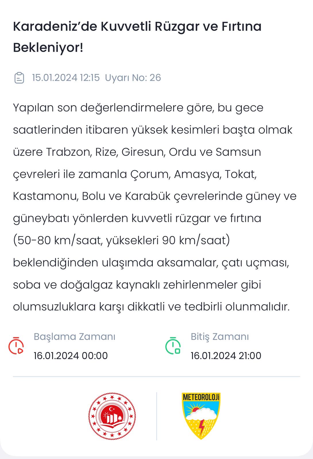 Karadeniz'de fırtına uyarısı! Bu saatlere dikkat