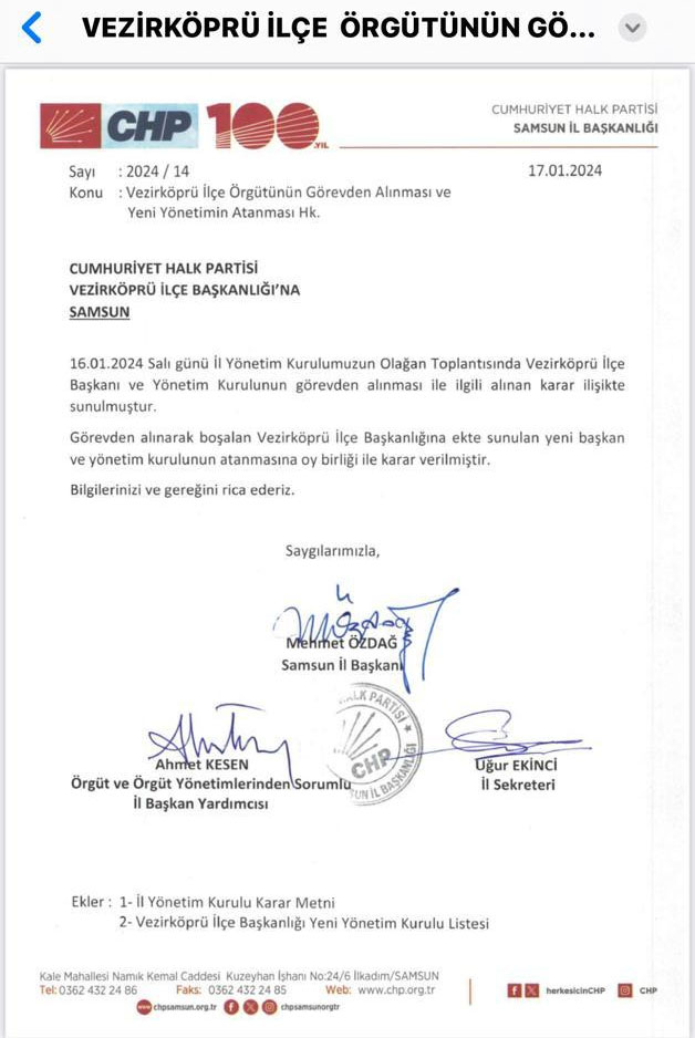 Samsun CHP'de deprem! Görevden alındılar