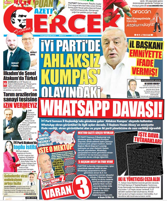 İYİ Parti Samsun İl Başkanının Emniyette ifade verdiği işte o WhatsApp davası