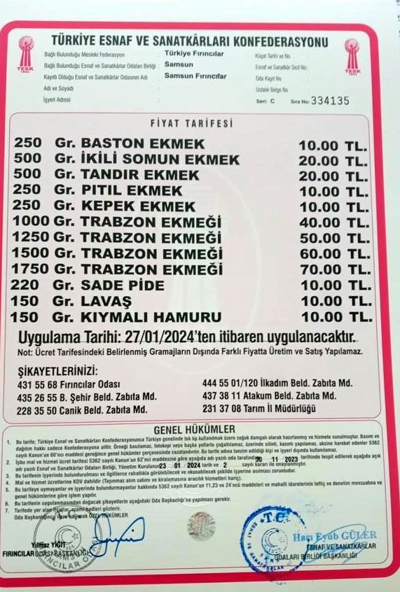 Samsun'da ekmek 10 lira oldu
