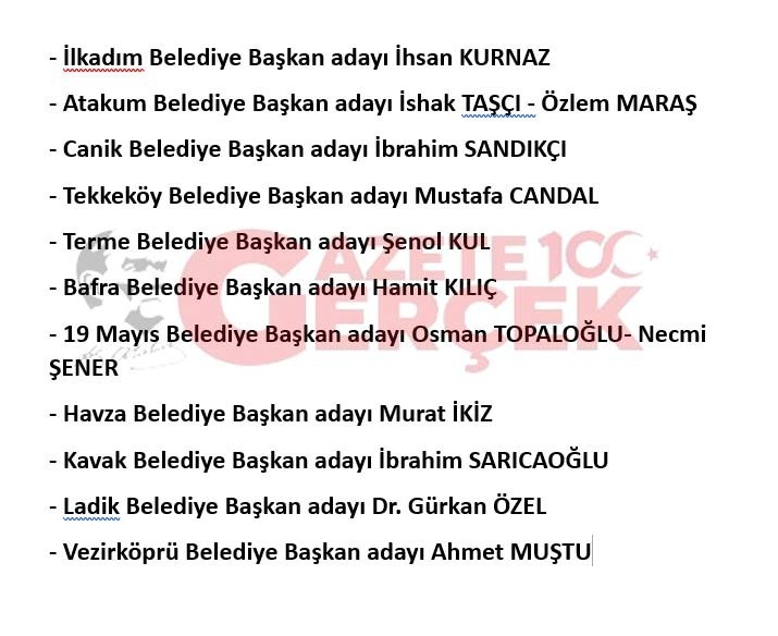 Samsun'da AK Parti'nin ilçe belediye başkan aday isimleri gündem oldu