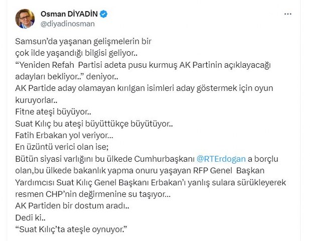 AK Parti Samsun aday toplantısı sabote edilecek! Suat Kılıç ateşle oynuyor
