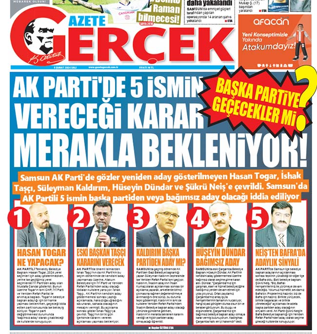 Samsun'da AK Partili 5 ismin vereceği karar bekleniyor! Başka partiye geçecekler mi?