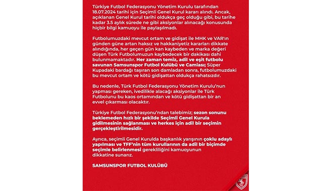 Samsunspor'dan flaş TFF açıklaması! Bardak taştı hemen seçime gidin