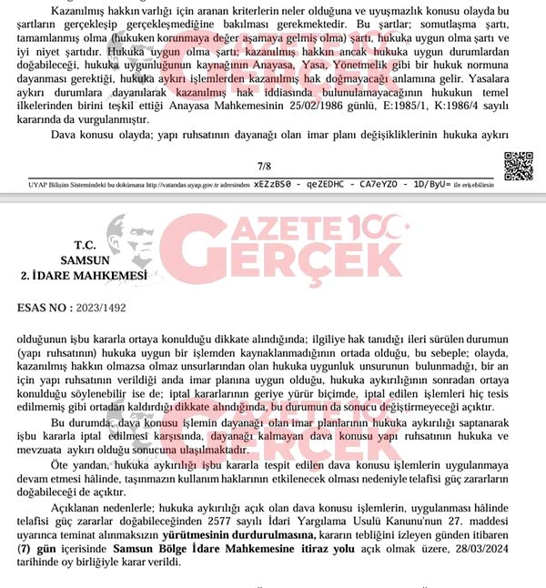 Samsun'da Yalı Kafe alanına yapılan inşaat ile ilgili mahkemeden şok karar