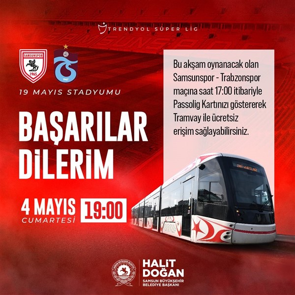 Karadeniz derbisinde Samsunspor taraftarına ulaşım ücretsiz