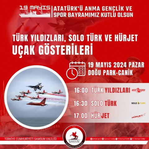 Samsun'da Türk Yıldızları-Solo Türk je Hürjet gösterisi bugün saat kaçta başlayacak