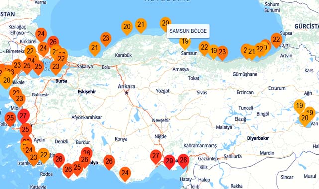 Samsun, en soğuk deniz suyu olarak dikkat çekti