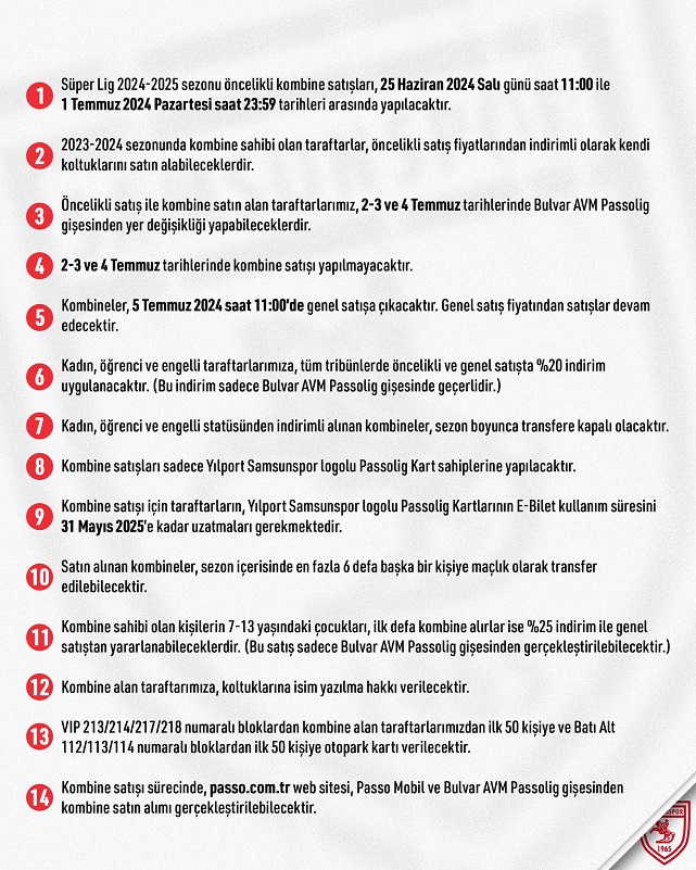 Samsunspor'da kombine fiyatları açıklandı