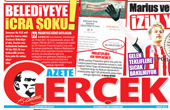 Samsun'da Atakum Belediyesi'nin arsası icradan satılacak