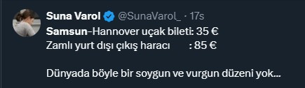 Samsun'dan Almanya'ya uçak bileti 40 euro yurt dışı çıkış harcı 85 euro