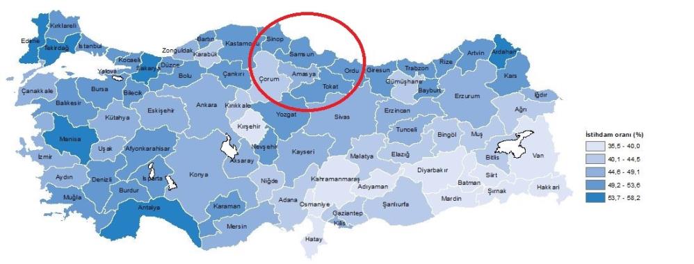 Orta Karadeniz'de işsizlik oranı en yüksek il Samsun