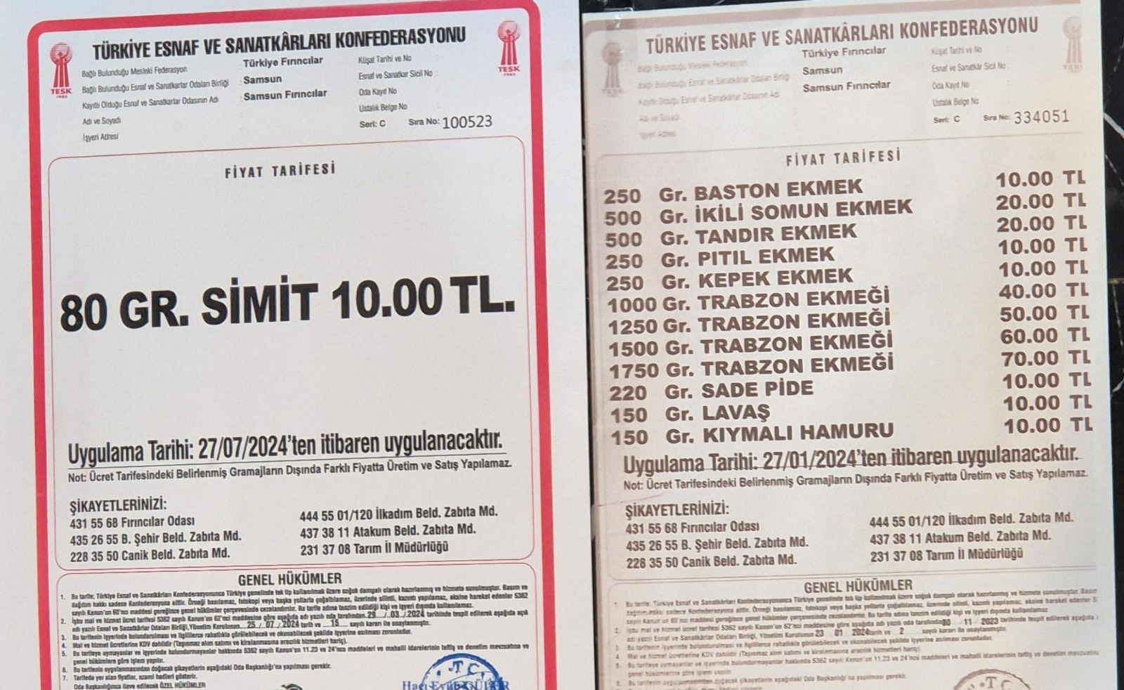 Samsun'da simide zam!