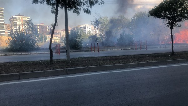 Samsun'da çalılık ve otluk alanda korkutan yangın