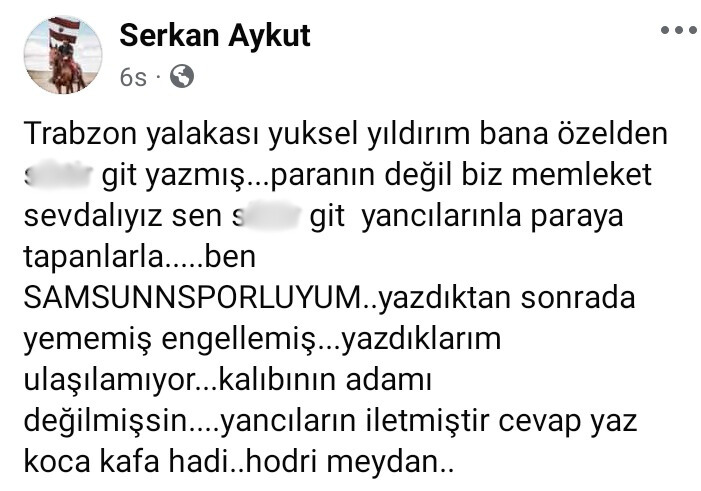 Serkan Aykut'tan Samsunspor Başkanı Yüksel Yıldırım'a sert tepki 'Trabzon yalakası'
