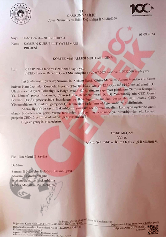 Samsun'da Kurupelit Marina Yat Limanı projesinin ÇED süreci sonlandırıldı