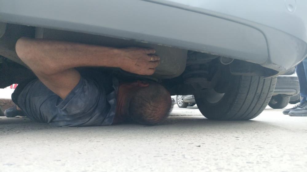 Samsun’da yavru kediyi kurtarmak için mücadele etti