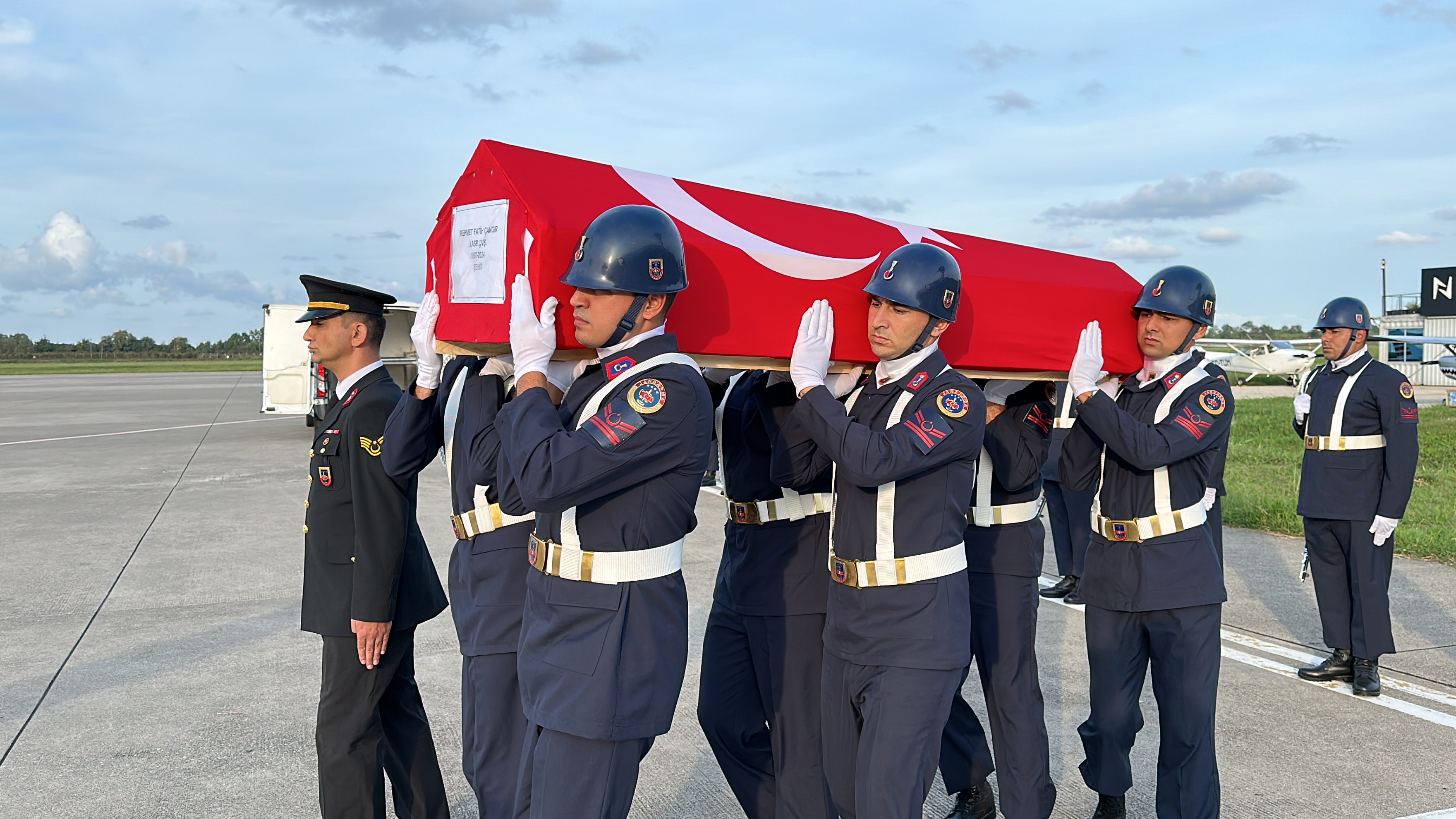 Motosikletin çarptığı jandarma personelinin naaşı Samsun'a getirildi