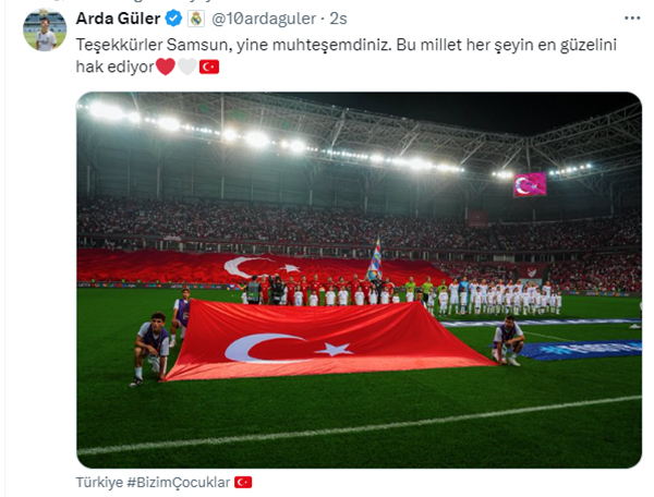 Arda Güler'den Samsun mesajı