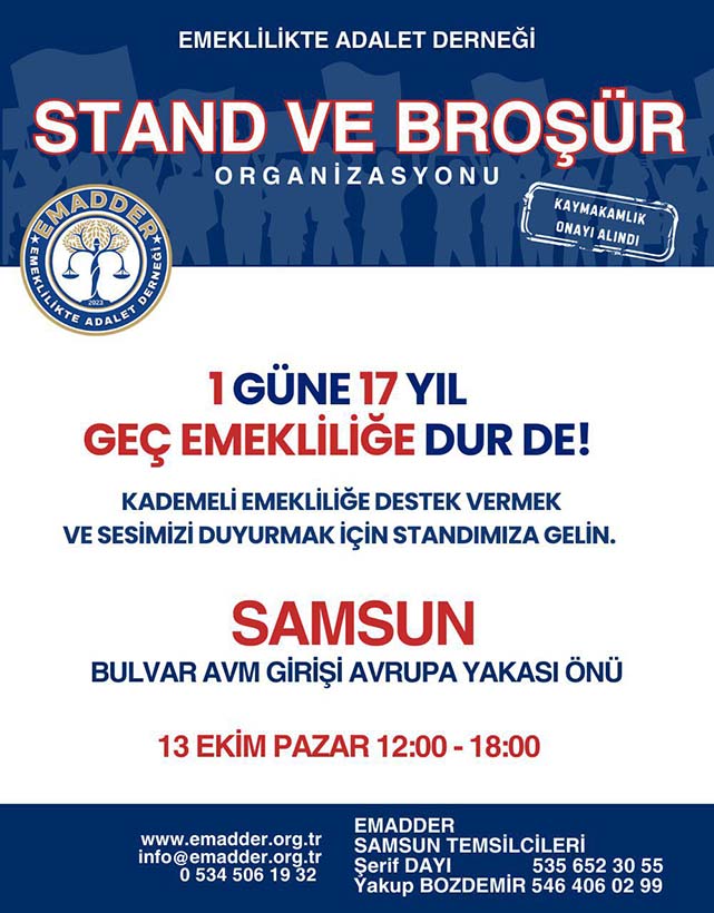 EMADDER'dan Samsunlulara miting çağrısı