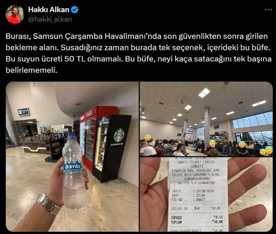 Hakkı Alkan'dan Samsun Çarşamba Havalimanı'ndaki su fiyatlarına tepki