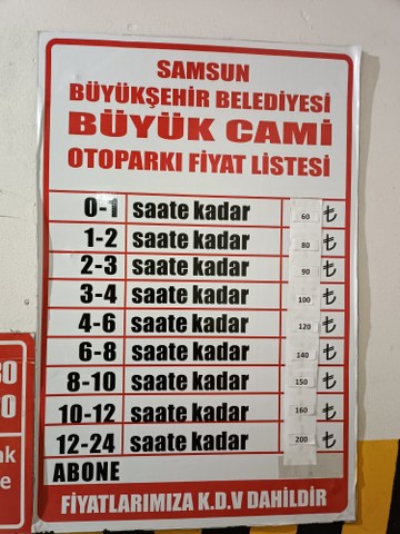 Samsun'da otopark tariflerine yeni düzenleme