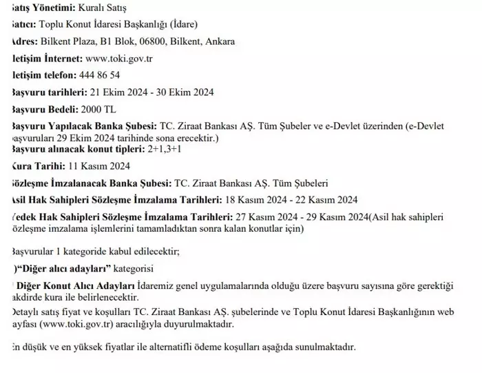 Toki tek tek açıkladı! Onlarca daire satılacak, aylık taksit ise 7.224 TL