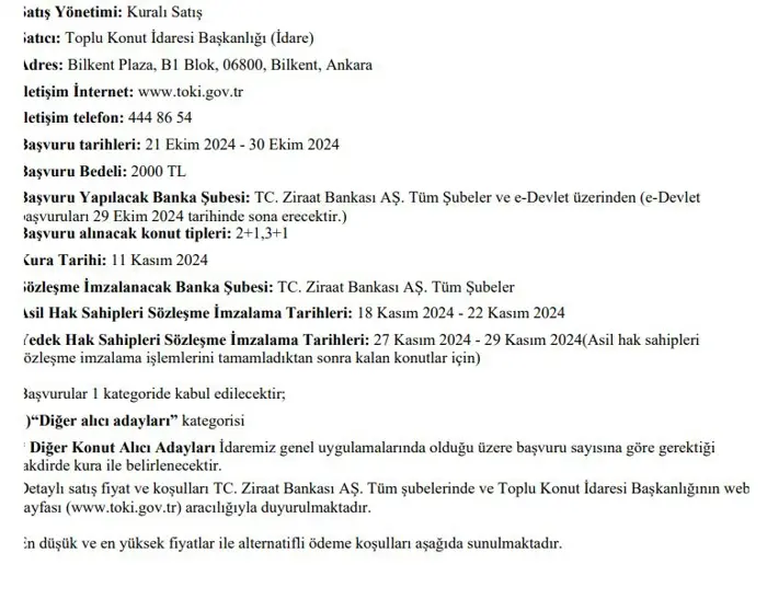 Toki tek tek açıkladı! Onlarca daire satılacak, aylık taksit ise 7.224 TL